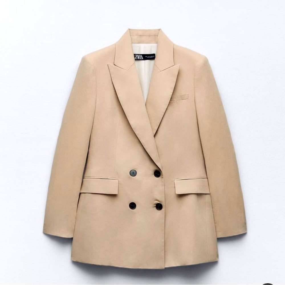 Zara linen blend  Double-Breasted Blazer 🔥New collection 🔥